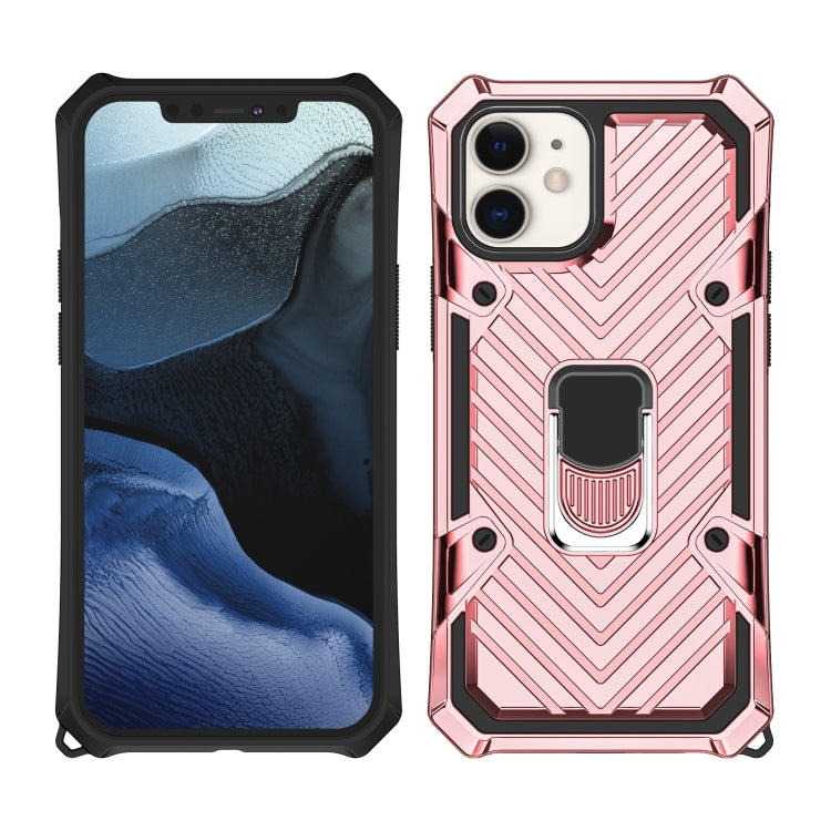 For iPhone 12 / 12 Pro Cool Armor PC + TPU Shockproof Case with 360 Degree Rotation Ring Holder
