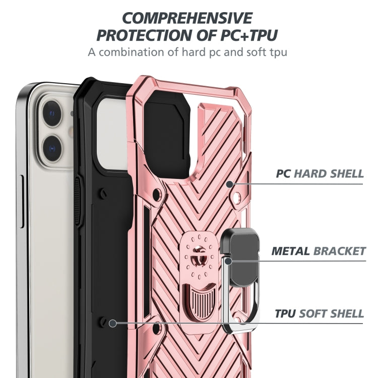 For iPhone 12 / 12 Pro Cool Armor PC + TPU Shockproof Case with 360 Degree Rotation Ring Holder