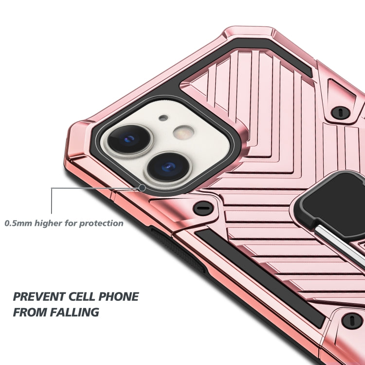 For iPhone 12 / 12 Pro Cool Armor PC + TPU Shockproof Case with 360 Degree Rotation Ring Holder