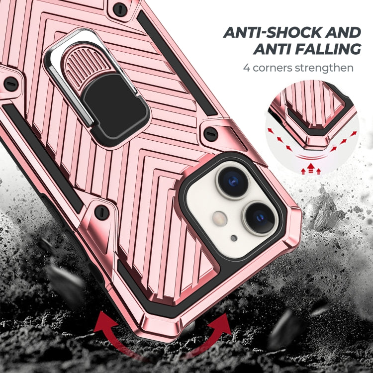 For iPhone 12 / 12 Pro Cool Armor PC + TPU Shockproof Case with 360 Degree Rotation Ring Holder