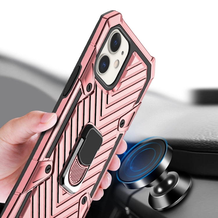 For iPhone 12 / 12 Pro Cool Armor PC + TPU Shockproof Case with 360 Degree Rotation Ring Holder