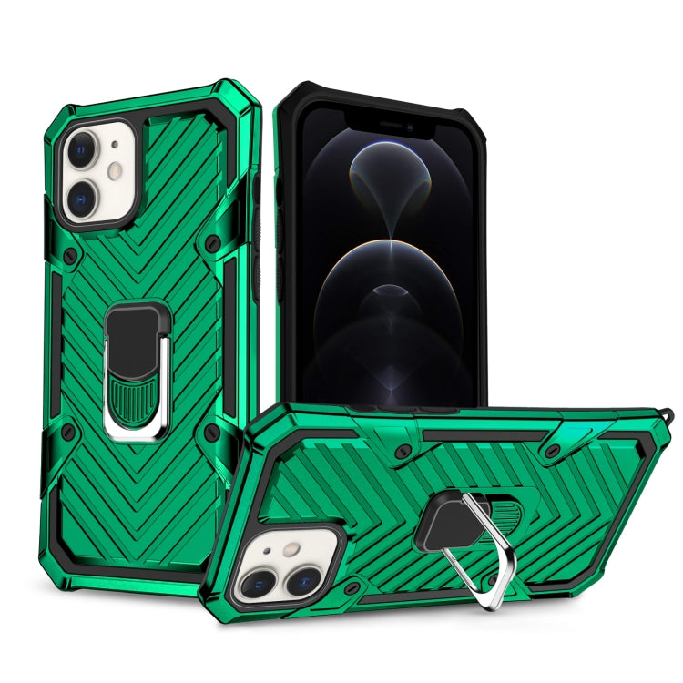 For iPhone 12 / 12 Pro Cool Armor PC + TPU Shockproof Case with 360 Degree Rotation Ring Holder