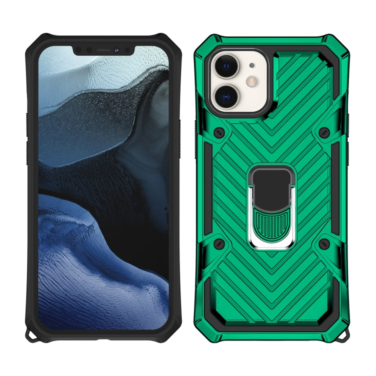 For iPhone 12 / 12 Pro Cool Armor PC + TPU Shockproof Case with 360 Degree Rotation Ring Holder