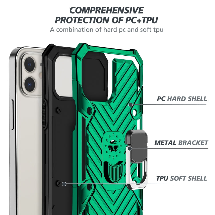 For iPhone 12 / 12 Pro Cool Armor PC + TPU Shockproof Case with 360 Degree Rotation Ring Holder