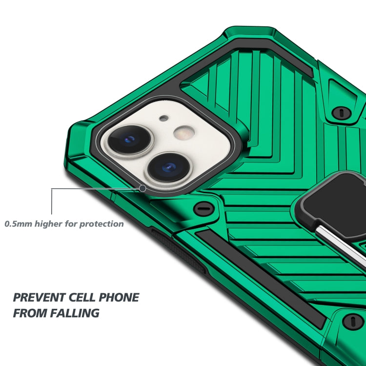 For iPhone 12 / 12 Pro Cool Armor PC + TPU Shockproof Case with 360 Degree Rotation Ring Holder