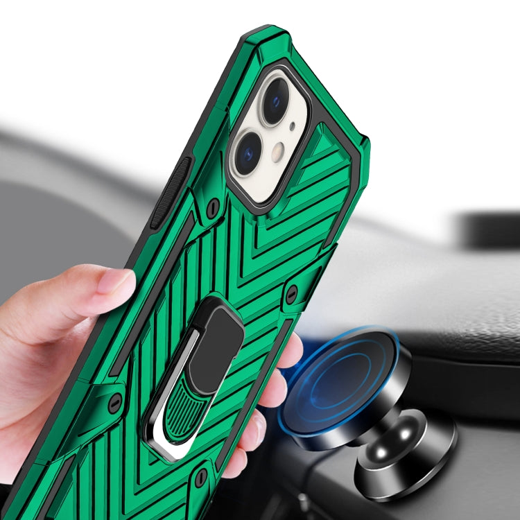 For iPhone 12 / 12 Pro Cool Armor PC + TPU Shockproof Case with 360 Degree Rotation Ring Holder