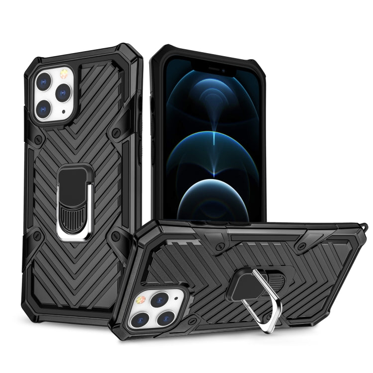 For iPhone 12 Pro Max Cool Armor PC + TPU Shockproof Case with 360 Degree Rotation Ring Holder