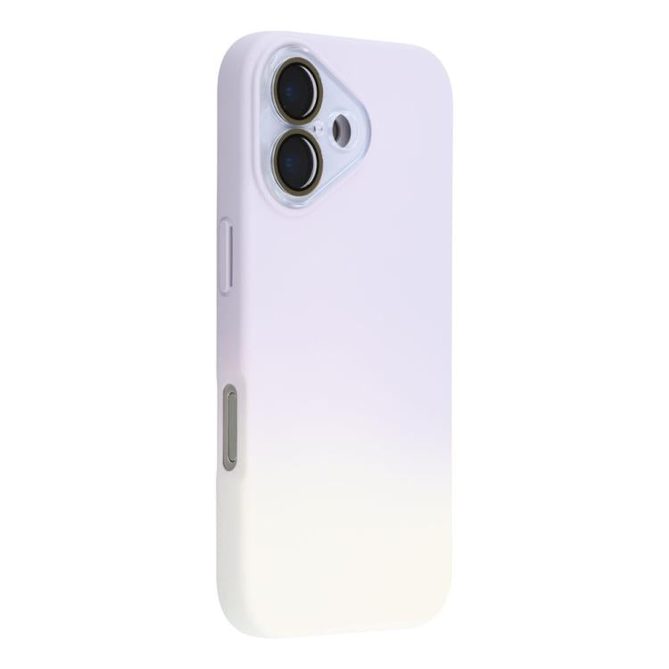 For iPhone 16 Plus Dual-Color Gradient TPU + Fiber Lining Phone Case with Lens Protector