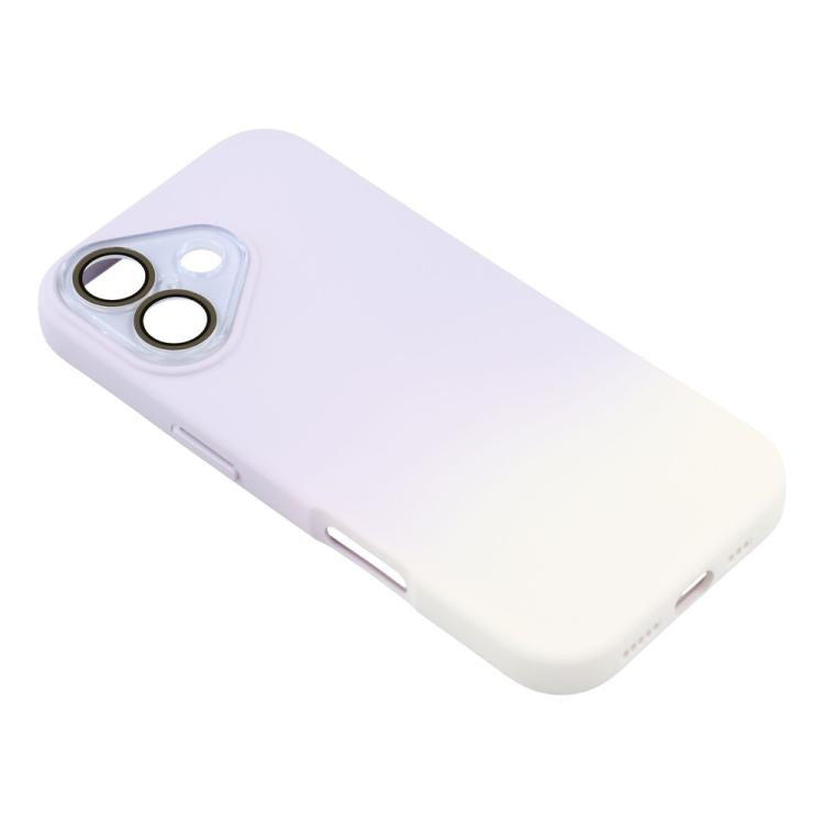 For iPhone 16 Plus Dual-Color Gradient TPU + Fiber Lining Phone Case with Lens Protector