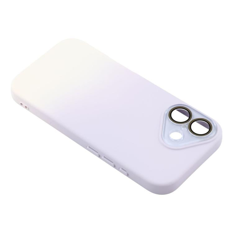 For iPhone 16 Plus Dual-Color Gradient TPU + Fiber Lining Phone Case with Lens Protector