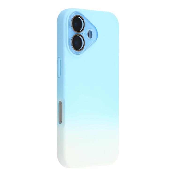 For iPhone 16 Plus Dual-Color Gradient TPU + Fiber Lining Phone Case with Lens Protector