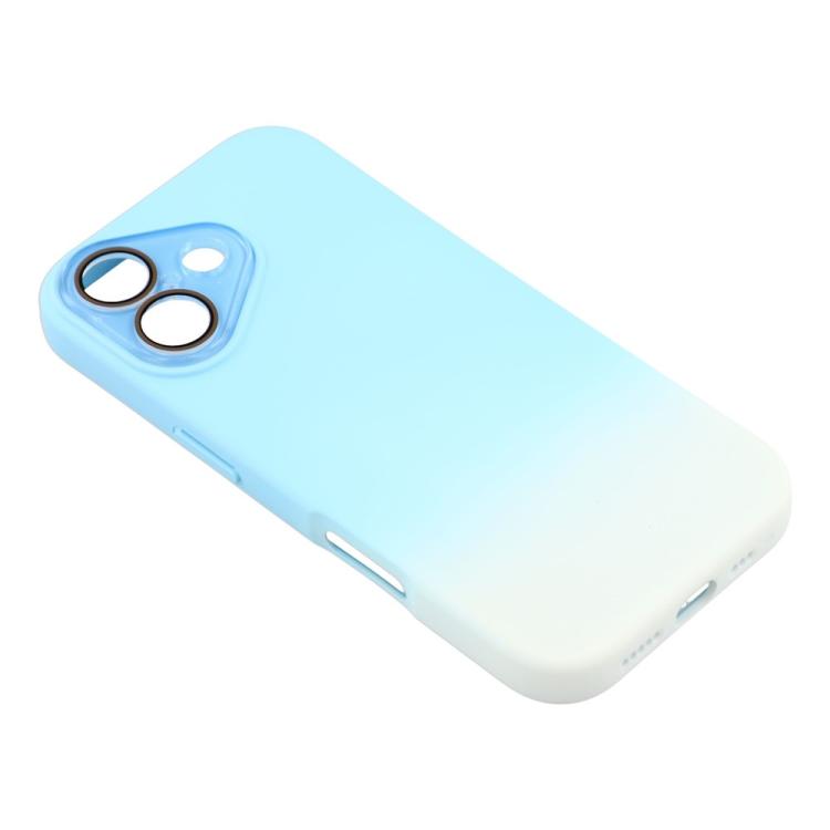 For iPhone 16 Plus Dual-Color Gradient TPU + Fiber Lining Phone Case with Lens Protector