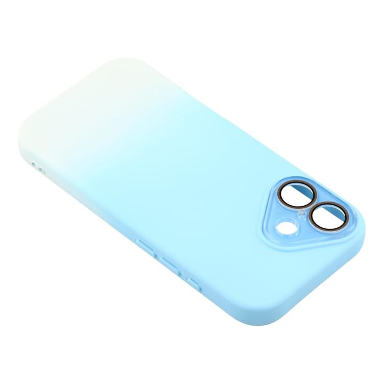 For iPhone 16 Plus Dual-Color Gradient TPU + Fiber Lining Phone Case with Lens Protector