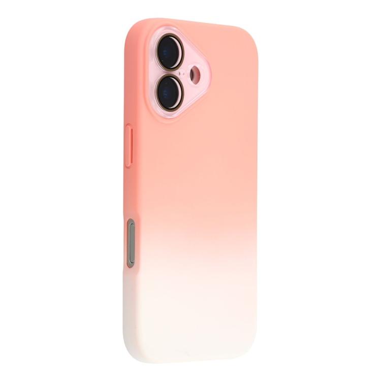 For iPhone 16 Plus Dual-Color Gradient TPU + Fiber Lining Phone Case with Lens Protector