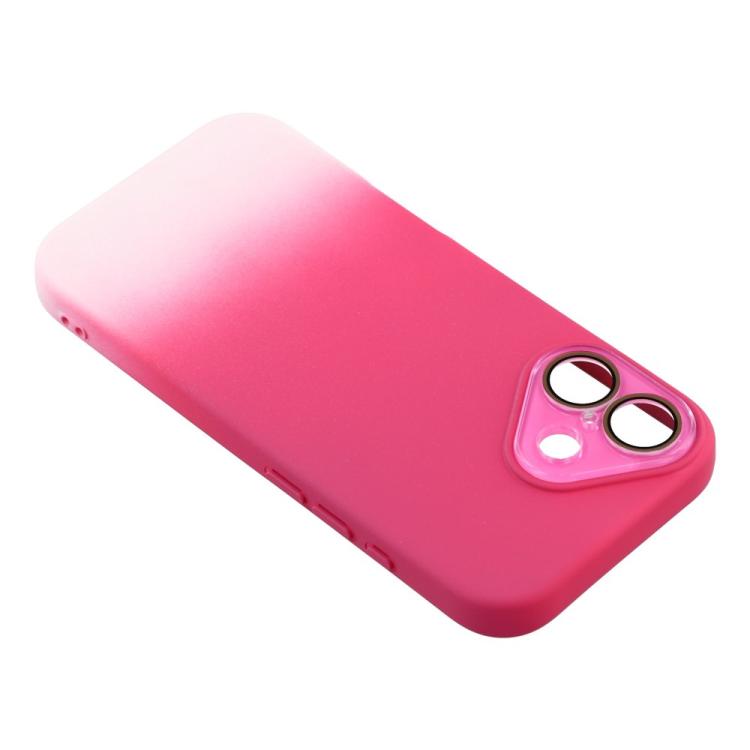 For iPhone 16 Dual-Color Gradient TPU + Fiber Lining Phone Case with Lens Protector