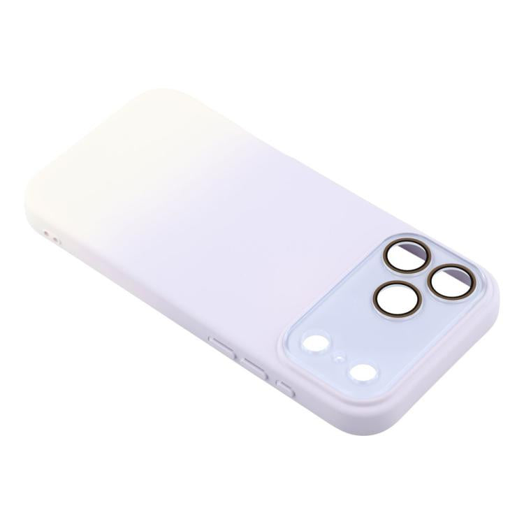 For iPhone 15 Pro Max Dual-Color Gradient TPU + Fiber Lining Phone Case with Lens Protector