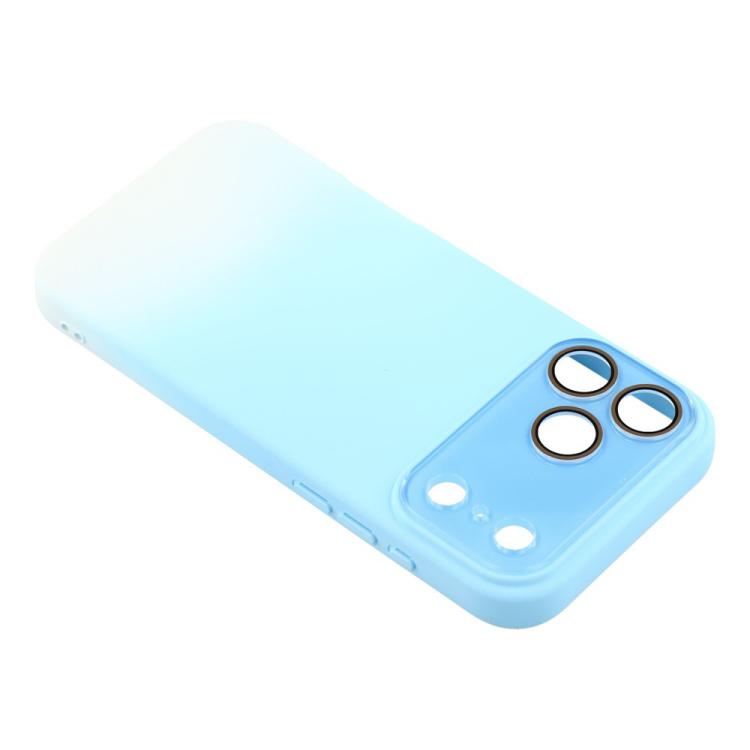 For iPhone 15 Pro Max Dual-Color Gradient TPU + Fiber Lining Phone Case with Lens Protector