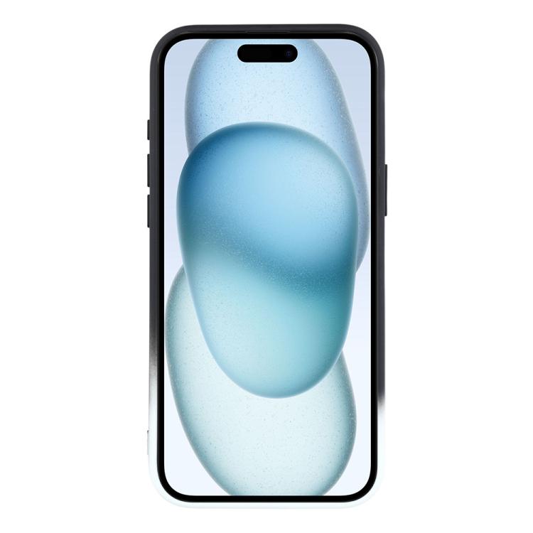For iPhone 15 Plus Dual-Color Gradient TPU + Fiber Lining Phone Case with Lens Protector