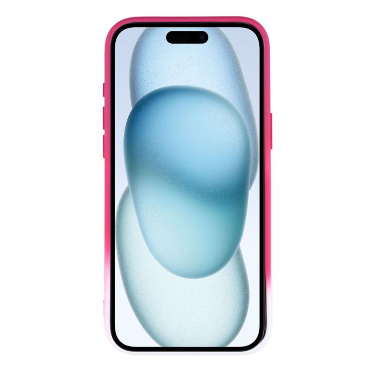 For iPhone 15 Dual-Color Gradient TPU + Fiber Lining Phone Case with Lens Protector