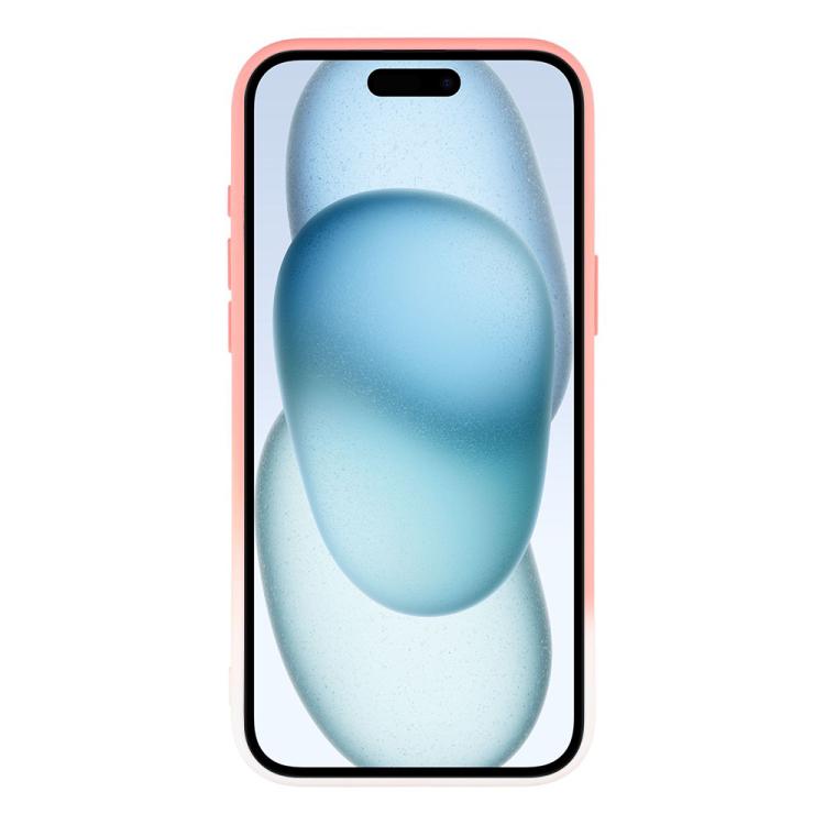 For iPhone 15 Dual-Color Gradient TPU + Fiber Lining Phone Case with Lens Protector