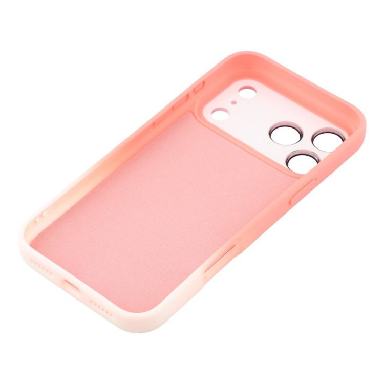 For iPhone 15 Dual-Color Gradient TPU + Fiber Lining Phone Case with Lens Protector