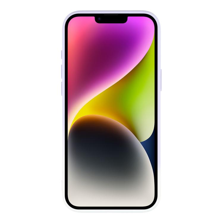 For iPhone 14 Plus Dual-Color Gradient TPU + Fiber Lining Phone Case with Lens Protector