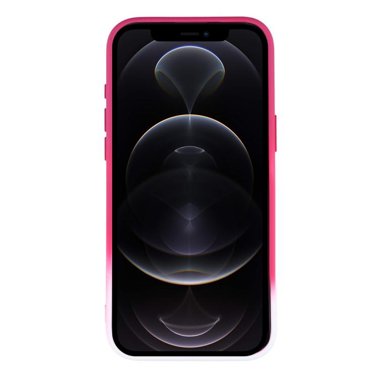 For iPhone 12 Pro Max Dual-Color Gradient TPU + Fiber Lining Phone Case with Lens Protector