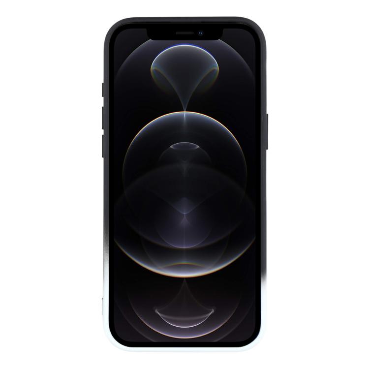 For iPhone 12 Pro Max Dual-Color Gradient TPU + Fiber Lining Phone Case with Lens Protector