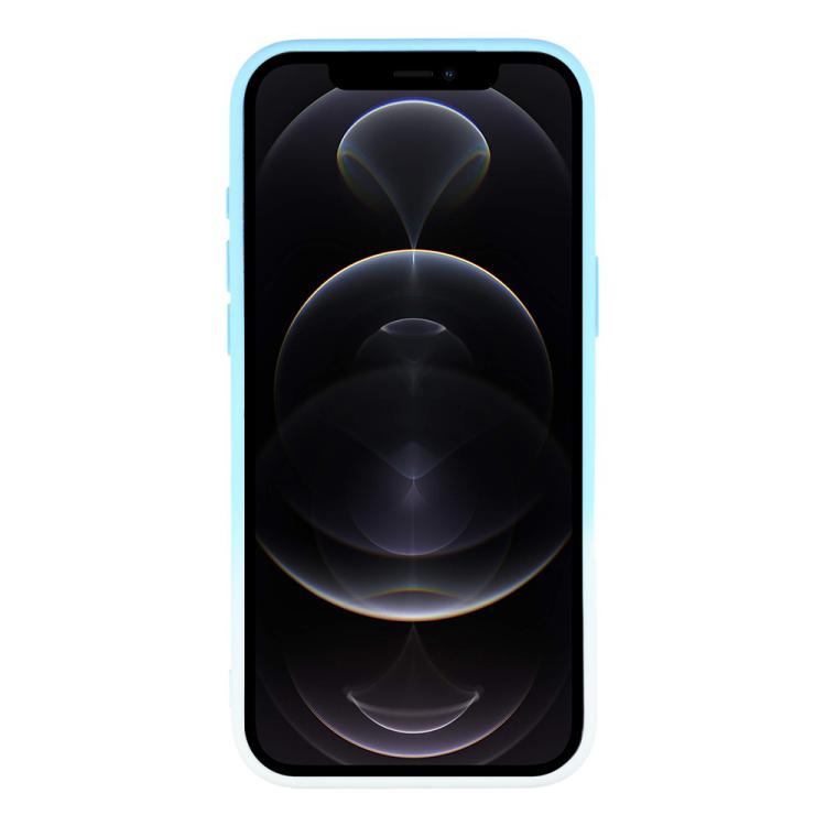 For iPhone 12 Pro Max Dual-Color Gradient TPU + Fiber Lining Phone Case with Lens Protector