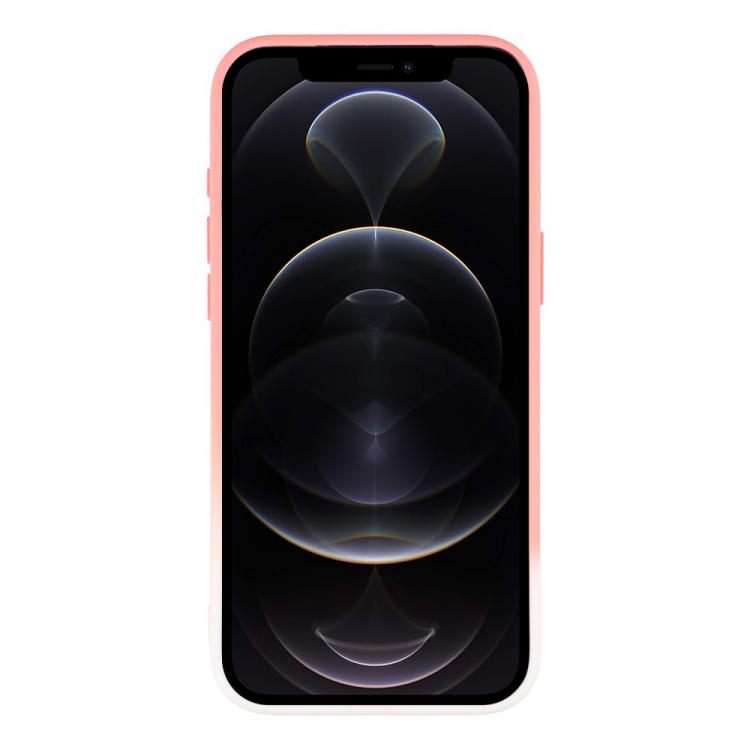 For iPhone 12 Pro Max Dual-Color Gradient TPU + Fiber Lining Phone Case with Lens Protector