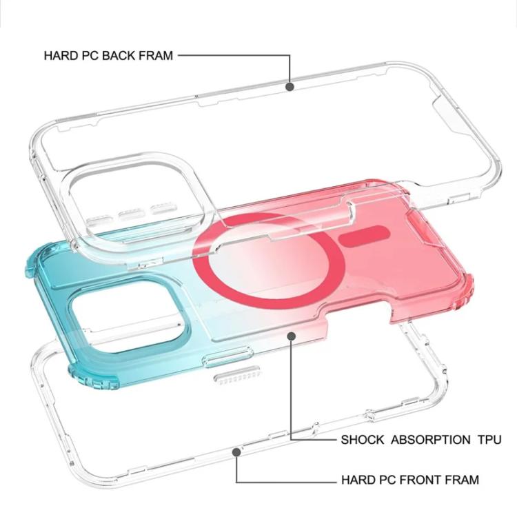 For iPhone 17 Pro Detachable Gradient Transparent Magnetic Phone Case