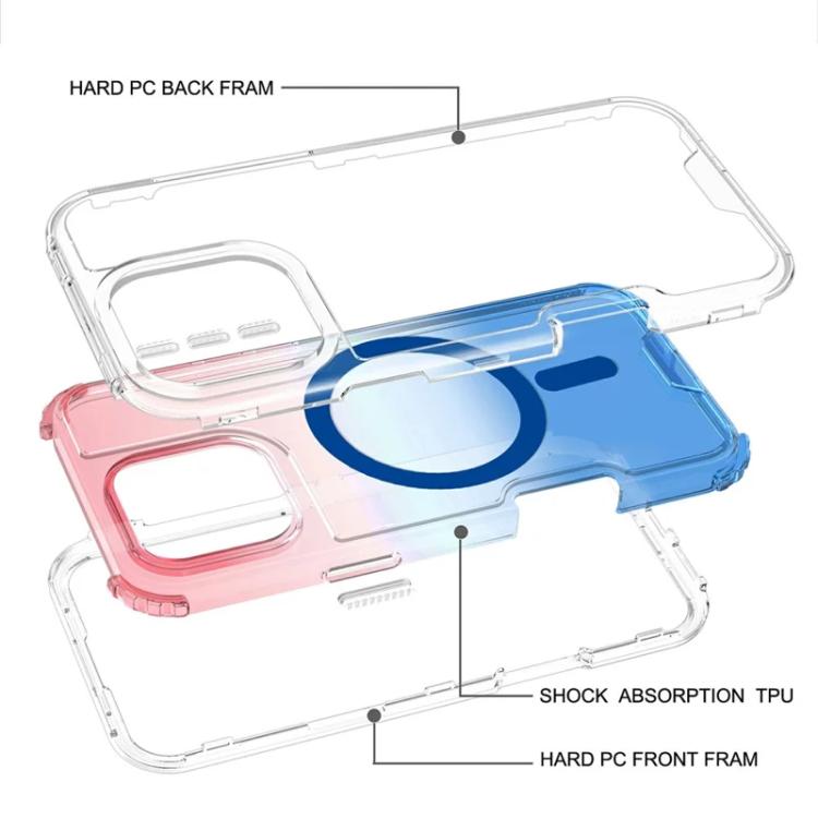 For iPhone 17 Pro Detachable Gradient Transparent Magnetic Phone Case