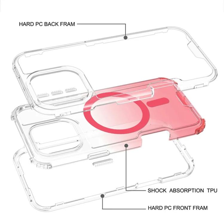 For iPhone 17 Detachable Gradient Transparent Magnetic Phone Case