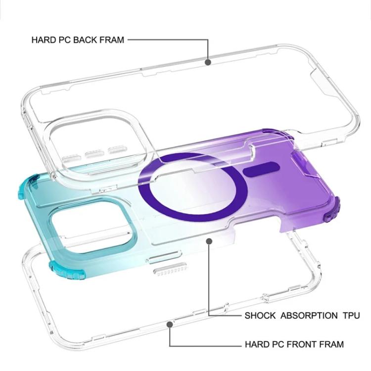For iPhone 17 Detachable Gradient Transparent Magnetic Phone Case