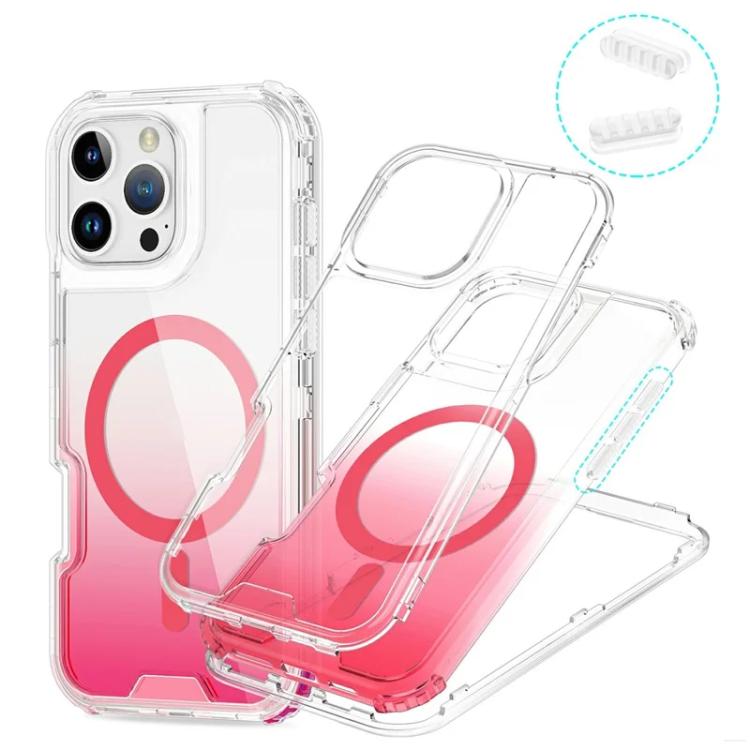 For iPhone 15 Detachable Gradient Transparent Magnetic Phone Case