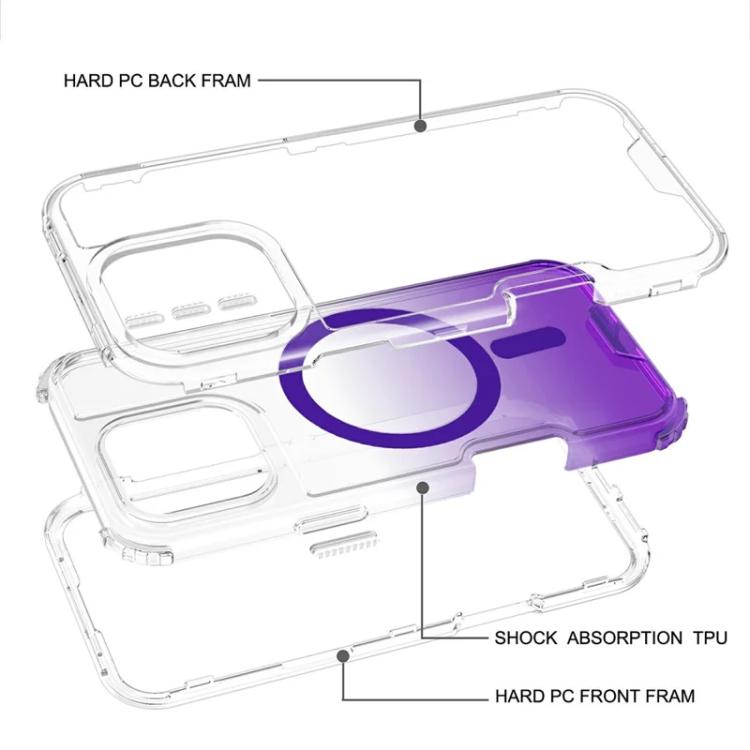 For iPhone 14 / 13 Detachable Gradient Transparent Magnetic Phone Case