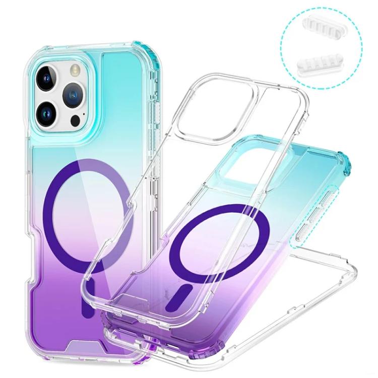 For iPhone 14 Pro Detachable Gradient Transparent Magnetic Phone Case