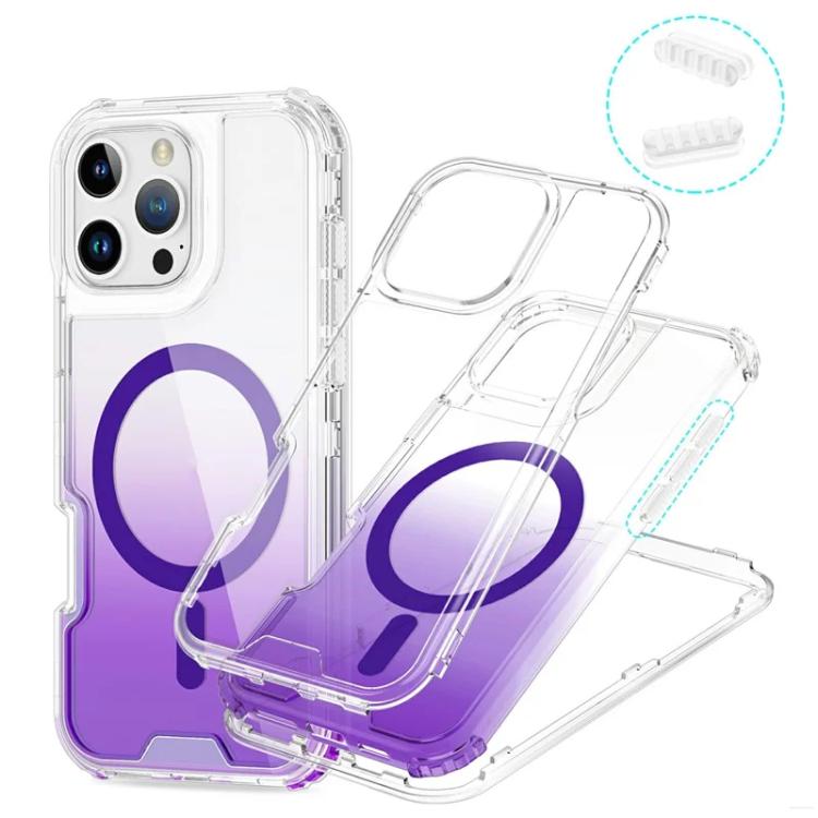 For iPhone 14 Pro Max Detachable Gradient Transparent Magnetic Phone Case