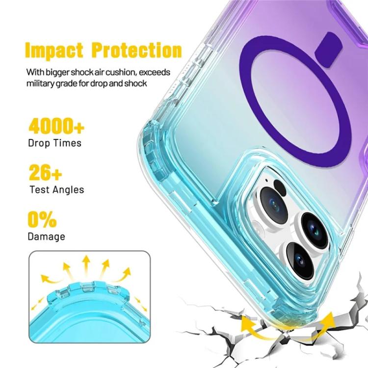 For iPhone 14 Pro Max Detachable Gradient Transparent Magnetic Phone Case