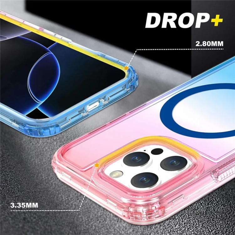 For iPhone 14 Pro Max Detachable Gradient Transparent Magnetic Phone Case