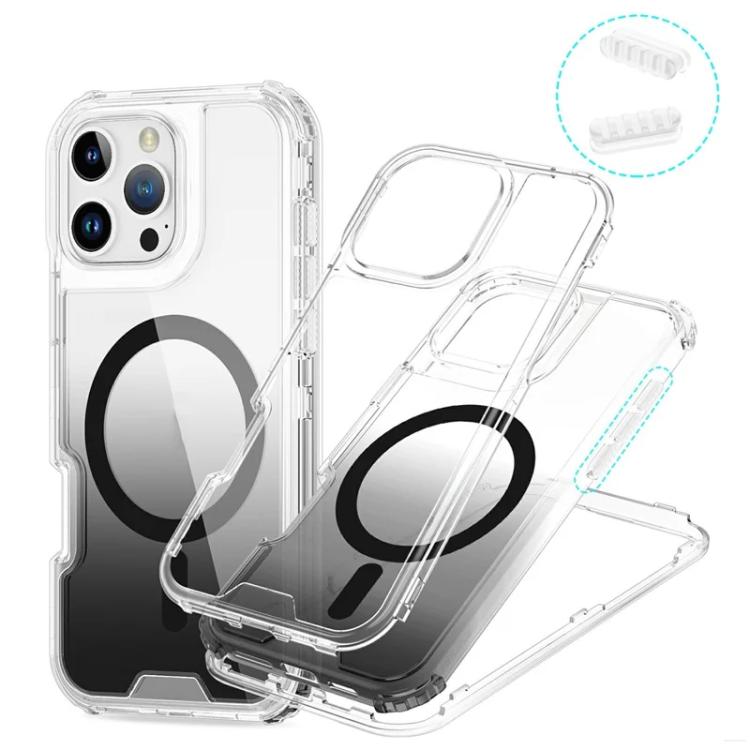 For iPhone 13 Pro Max Detachable Gradient Transparent Magnetic Phone Case