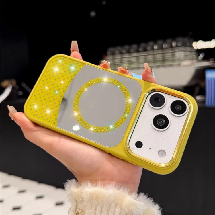 For iPhone 12 Pro Max Crystal Mirror Surface Rhinestone Magnetic Phone Case