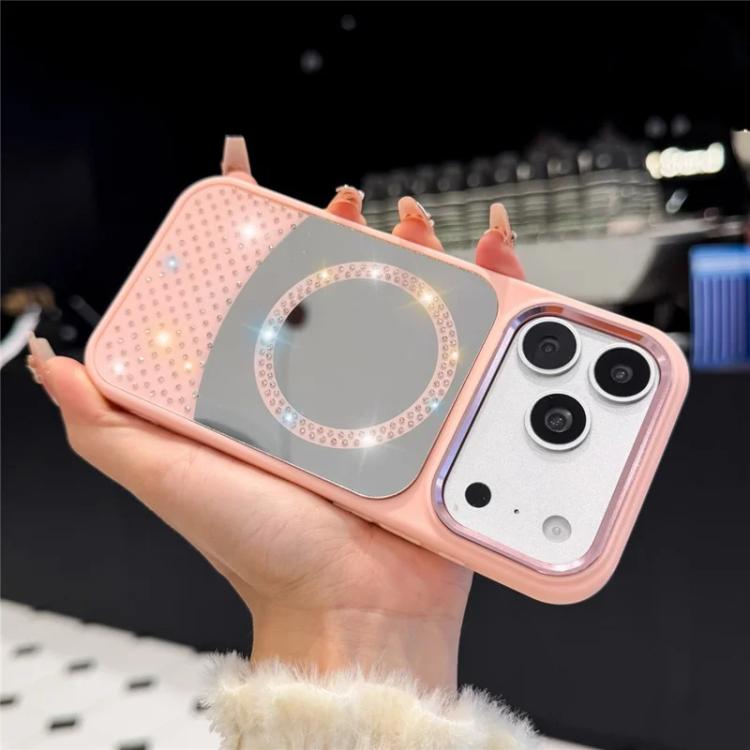 For iPhone 12 Pro Max Crystal Mirror Surface Rhinestone Magnetic Phone Case