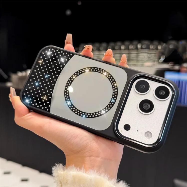 For iPhone 12 Pro Max Crystal Mirror Surface Rhinestone Magnetic Phone Case
