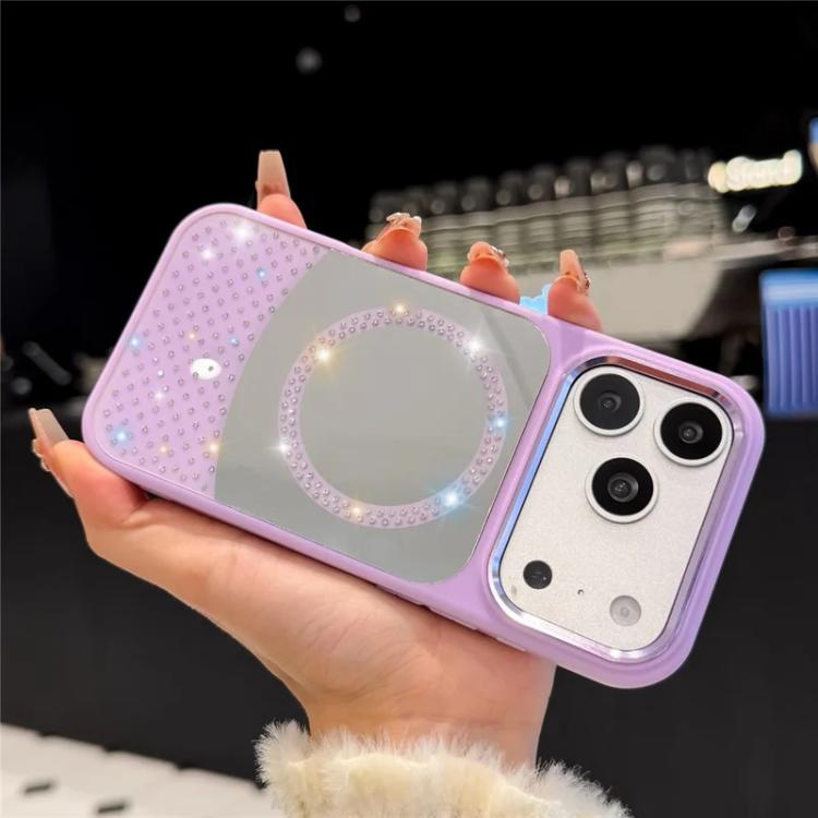 For iPhone 13 Pro Crystal Mirror Surface Rhinestone Magnetic Phone Case