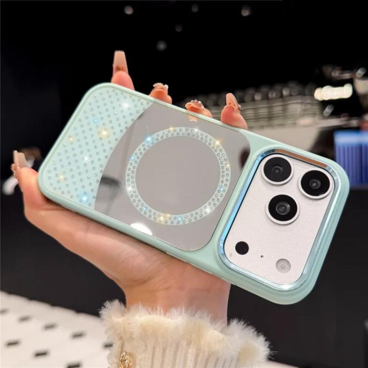 For iPhone 13 Pro Max Crystal Mirror Surface Rhinestone Magnetic Phone Case