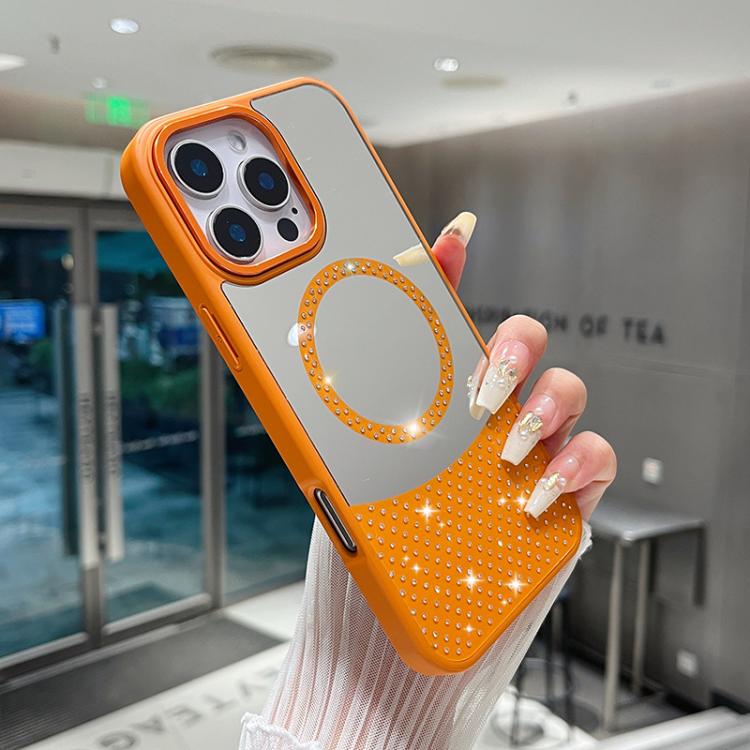 For iPhone 17 Crystal Mirror Surface Rhinestone Magnetic Phone Case