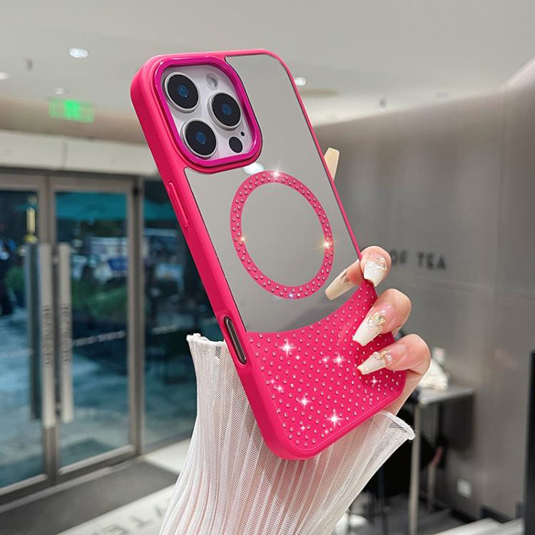 For iPhone 17 Crystal Mirror Surface Rhinestone Magnetic Phone Case