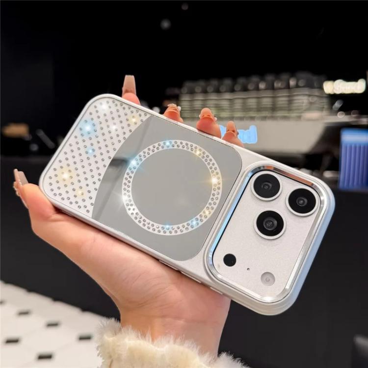 For iPhone 17 Pro Crystal Mirror Surface Rhinestone Magnetic Phone Case