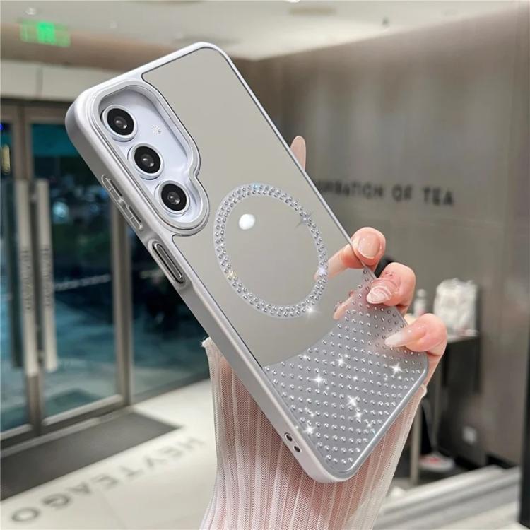 For Samsung Galaxy A25 5G Crystal Mirror Surface Rhinestone Magnetic Phone Case